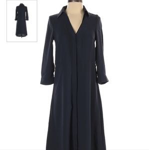 H&M Midi V-Neck Belted Hidden Front Button Up Navy Dress (8)